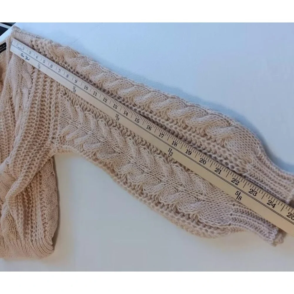 SHEIN Sweater‎ Womens Small Blush Pink Cable Knit V Neck Open Knit Pullover